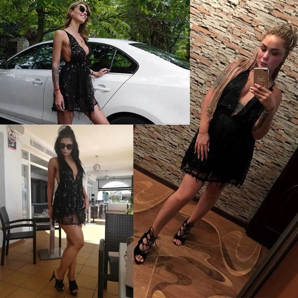 NWT Little Black Sequin Summer Party Mini Dress S: small-medium - Picture 10 of 13